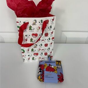 NWT Baggu X Peanuts Snoopy Puffy Coat Standard Reusable‎ Bag w/ Gift Bag